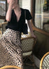 Boho Skirts in Retro Satin Skirt, Paw Black White For Women